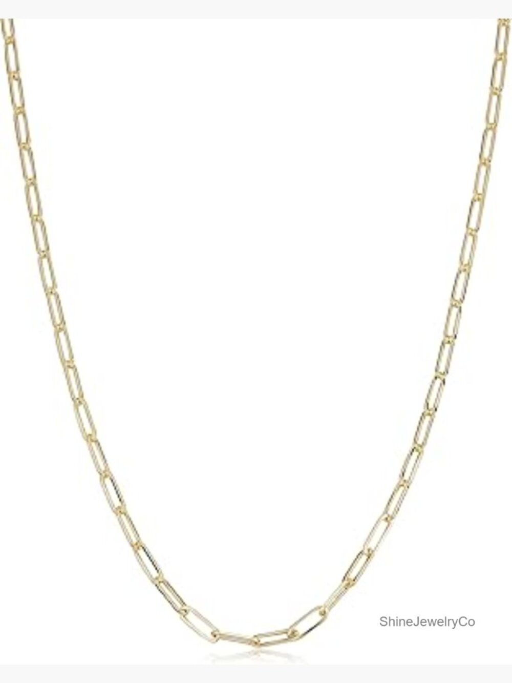 10k Yellow Gold Paperclip Necklace Oval Link Lobster Clasp 16 in